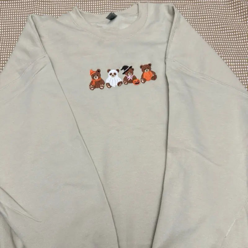 HALLOWEEN TEDDY BEAR EMBROIDERED TEE / CREW NECK