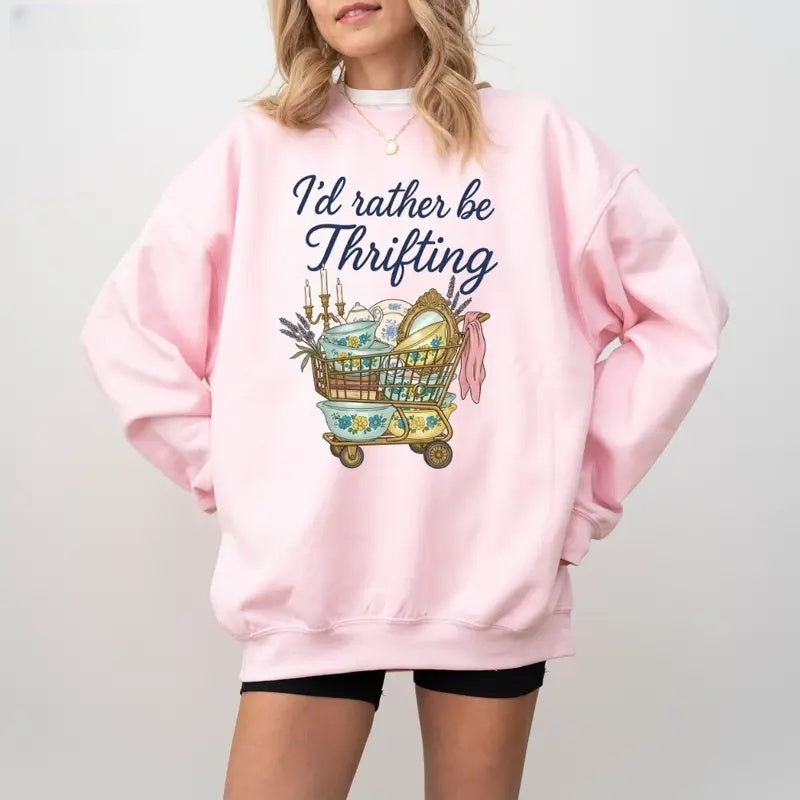 I’D RATHER BE THRIFTING TEE / CREW NECK