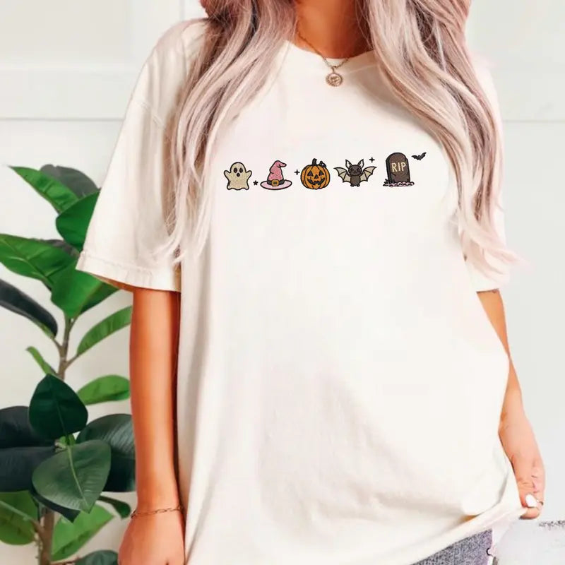 HALLOWEEN ICONS EMBROIDERED  TEE / CREW NECK