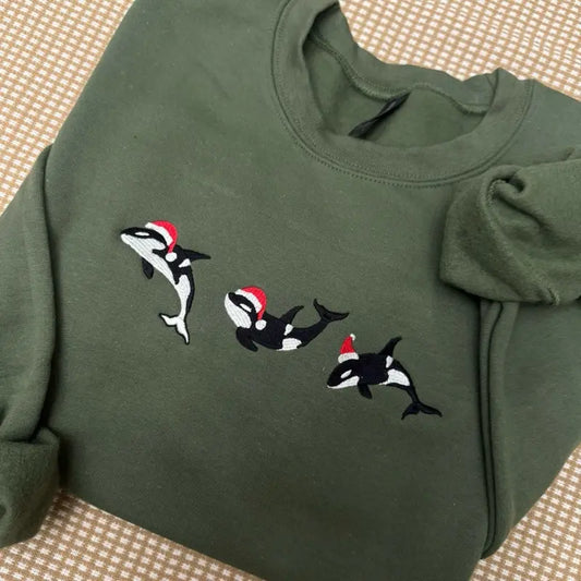 Broderie Orcas for Christmas Crewneck/Hoodie