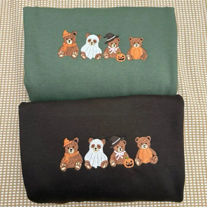 HALLOWEEN TEDDY BEAR EMBROIDERED TEE / CREW NECK