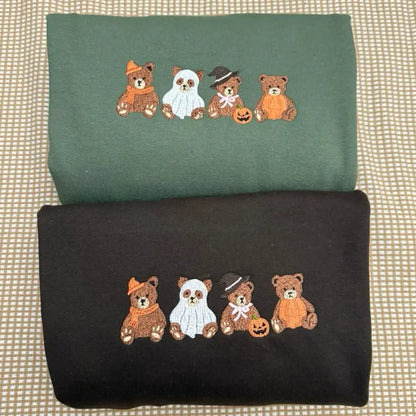 HALLOWEEN TEDDY BEAR EMBROIDERED TEE / CREW NECK