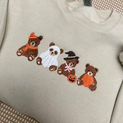 HALLOWEEN TEDDY BEAR EMBROIDERED TEE / CREW NECK