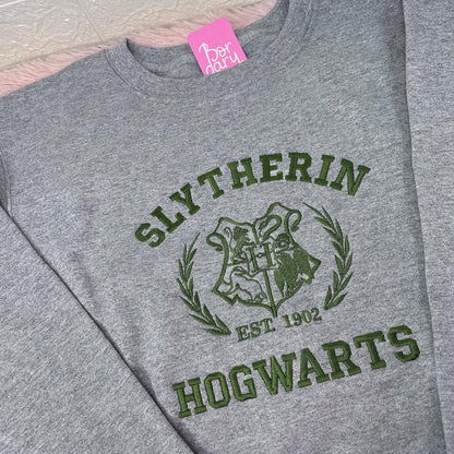 Green Leaf Border Harry Potter Hogwarts Embroidered Sweatshirt/ Hoodie