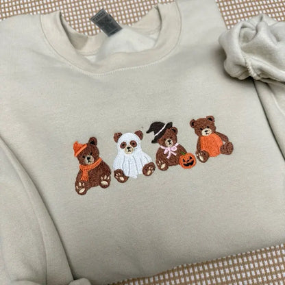 HALLOWEEN TEDDY BEAR EMBROIDERED TEE / CREW NECK