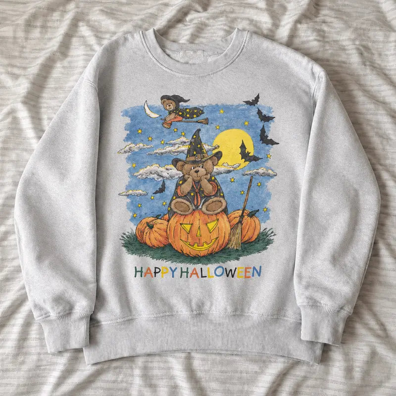 HAPPY HALLOWEEN WITCH BEAR TEE / CREW NECK