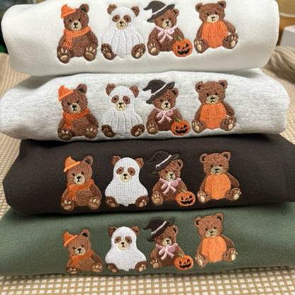 HALLOWEEN TEDDY BEAR EMBROIDERED TEE / CREW NECK