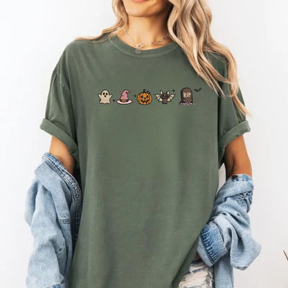 HALLOWEEN ICONS EMBROIDERED  TEE / CREW NECK