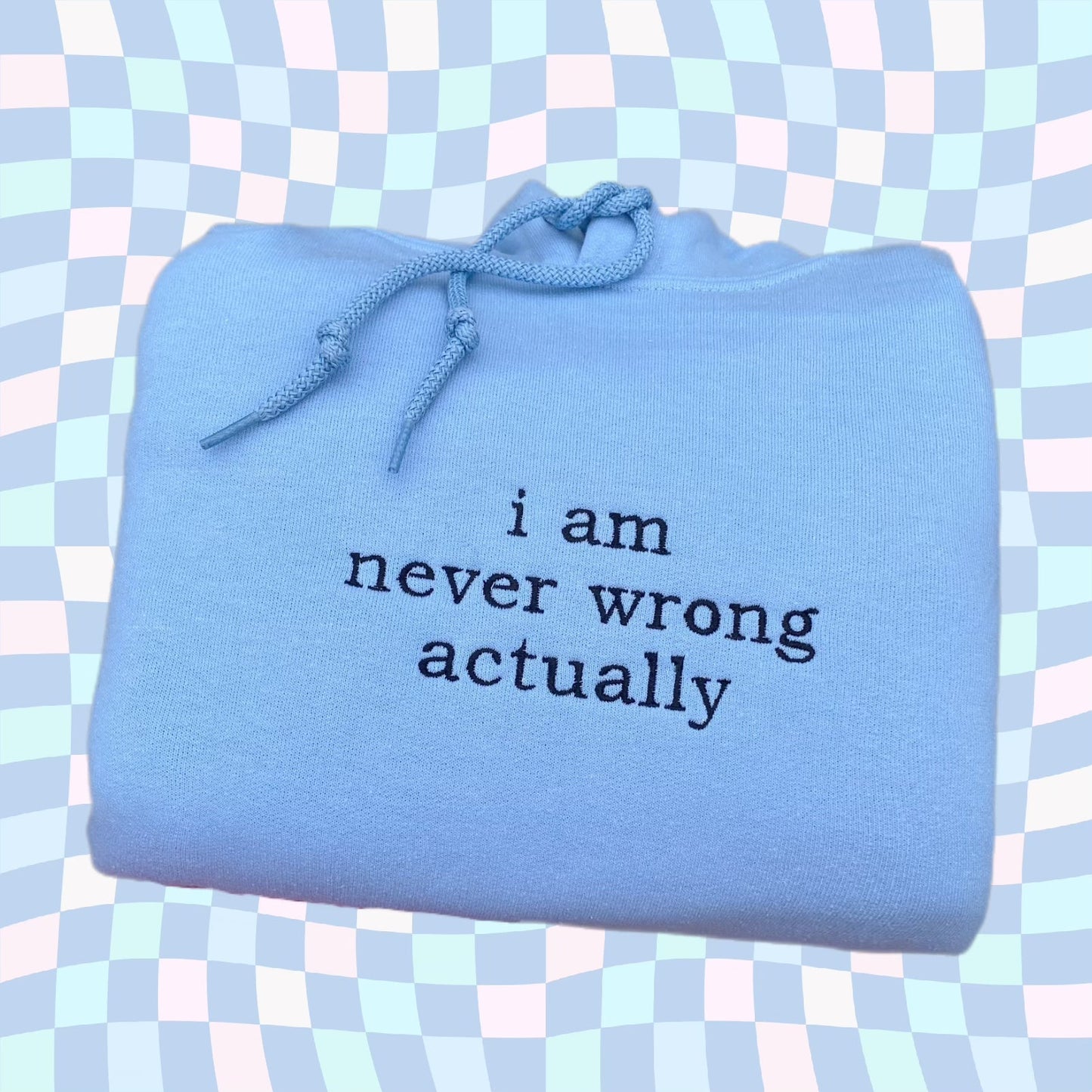 I AM NEVER WRONG ACTUALLY EMBROIDERED CREW NECK / HOODIE