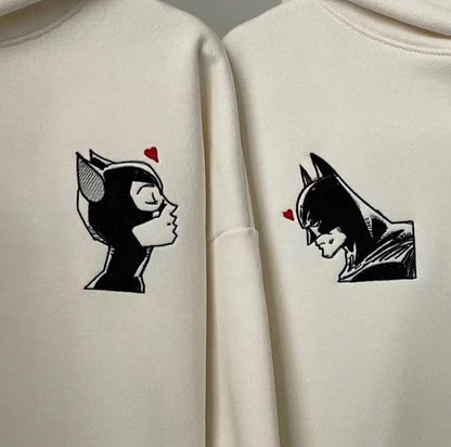 Catwoman&Batman Embroidered Sweatshirt/ Hoodie