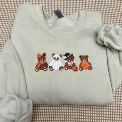 HALLOWEEN TEDDY BEAR EMBROIDERED TEE / CREW NECK