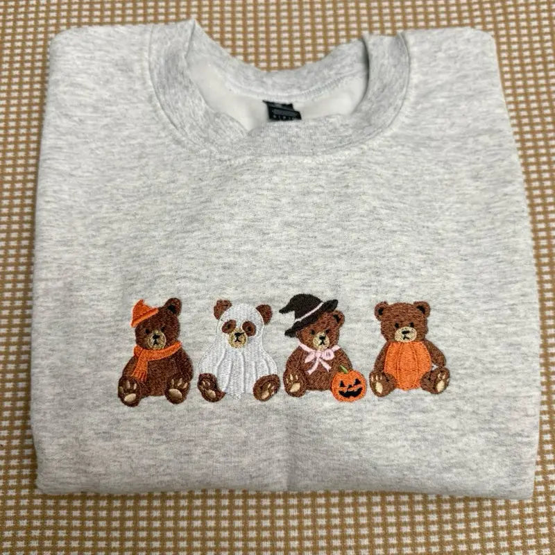 HALLOWEEN TEDDY BEAR EMBROIDERED TEE / CREW NECK