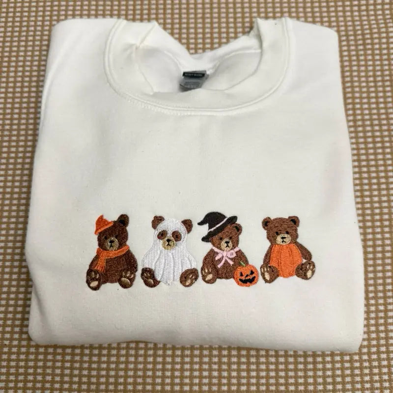 HALLOWEEN TEDDY BEAR EMBROIDERED TEE / CREW NECK