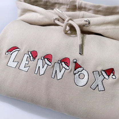 Custom Name Sweatshirt with Christmas Hat customifeel