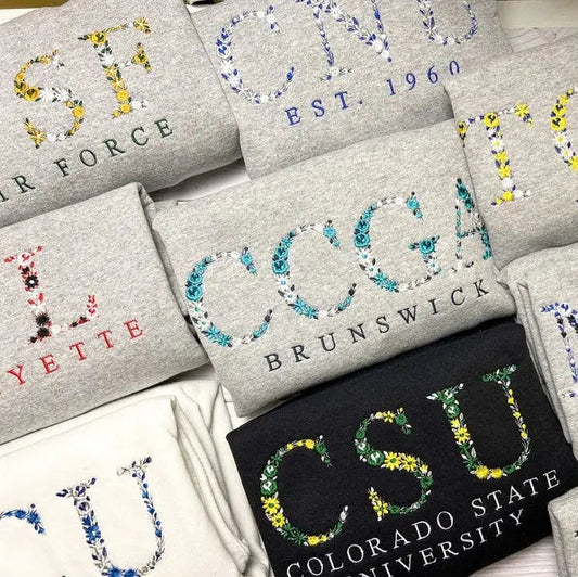 Customizable college floral embroidered customifeel