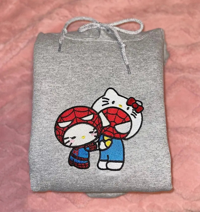 Hello Kitty Inspired Embroidered Sweatshirt customifeel