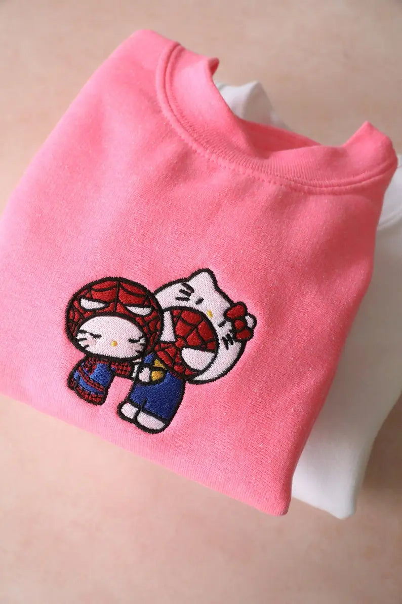 Hello Kitty Inspired Embroidered Sweatshirt customifeel