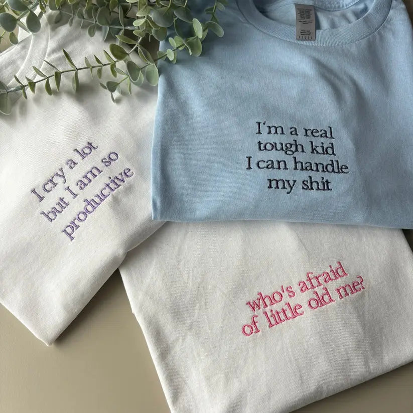 I CRY A LOT EMBROIDERED CREW NECK / HOODIE customifeel