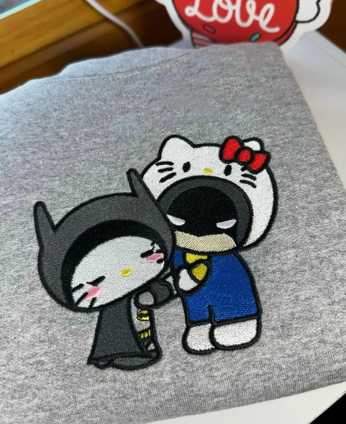 Kitty x Batman Inside Out Embroidered Sweatshirt customifeel