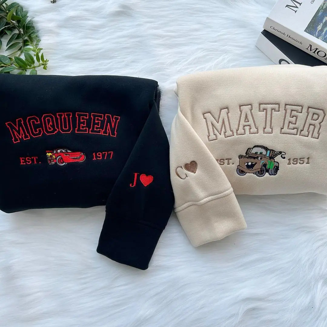 McQueen & Sally & Mater & Luigi×Couple Embroidered sweatshirts customifeel