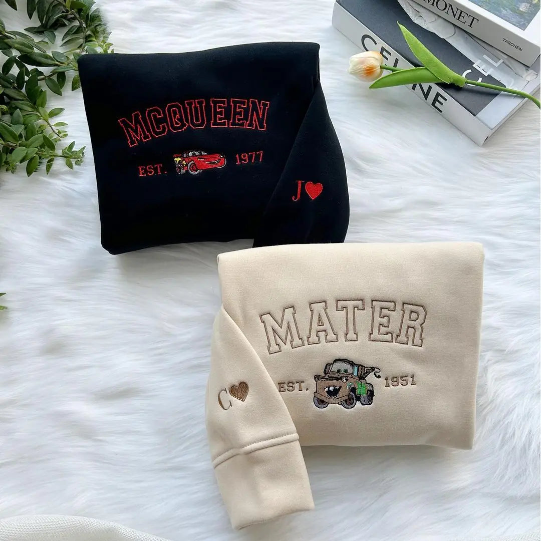 McQueen & Sally & Mater & Luigi×Couple Embroidered sweatshirts customifeel