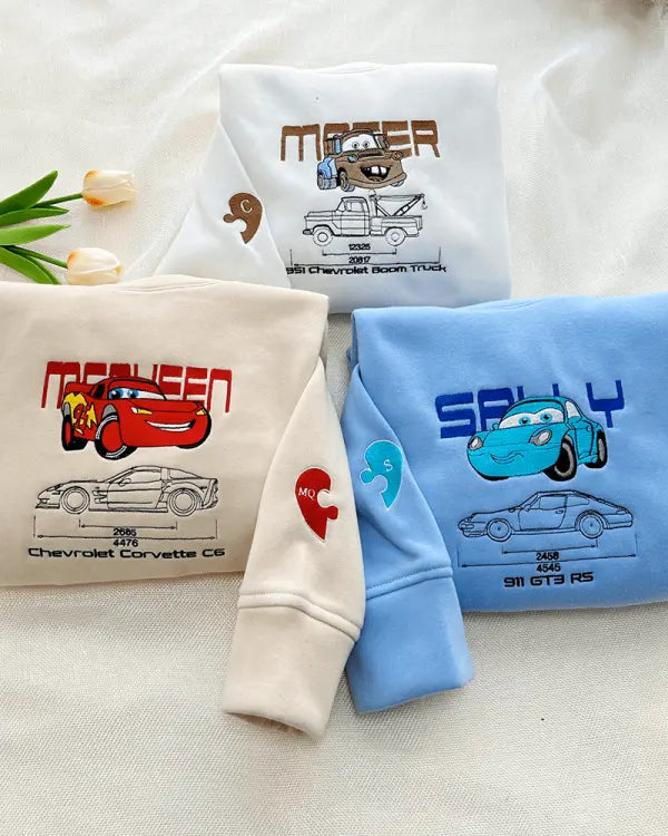 McQueen & Sally & Mater×Couple Embroidered sweatshirts customifeel