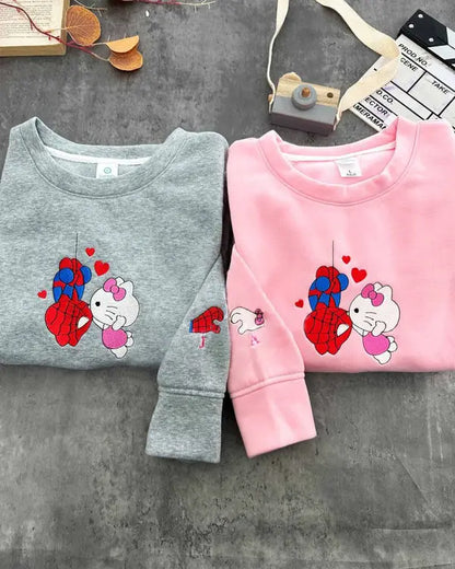 Spiderman and Gwen Kitty Version×Couple Embroidered sweatshirts 的副本 customifeel