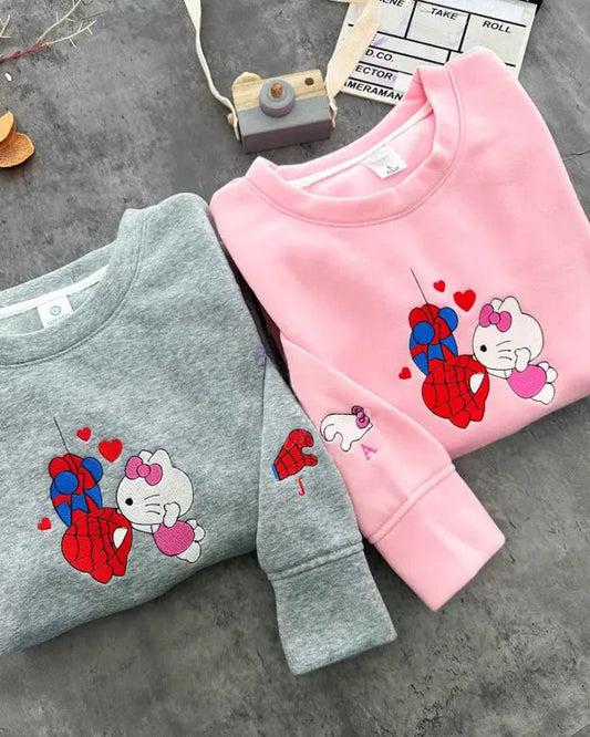 Spiderman and Gwen Kitty Version×Couple Embroidered sweatshirts 的副本 customifeel