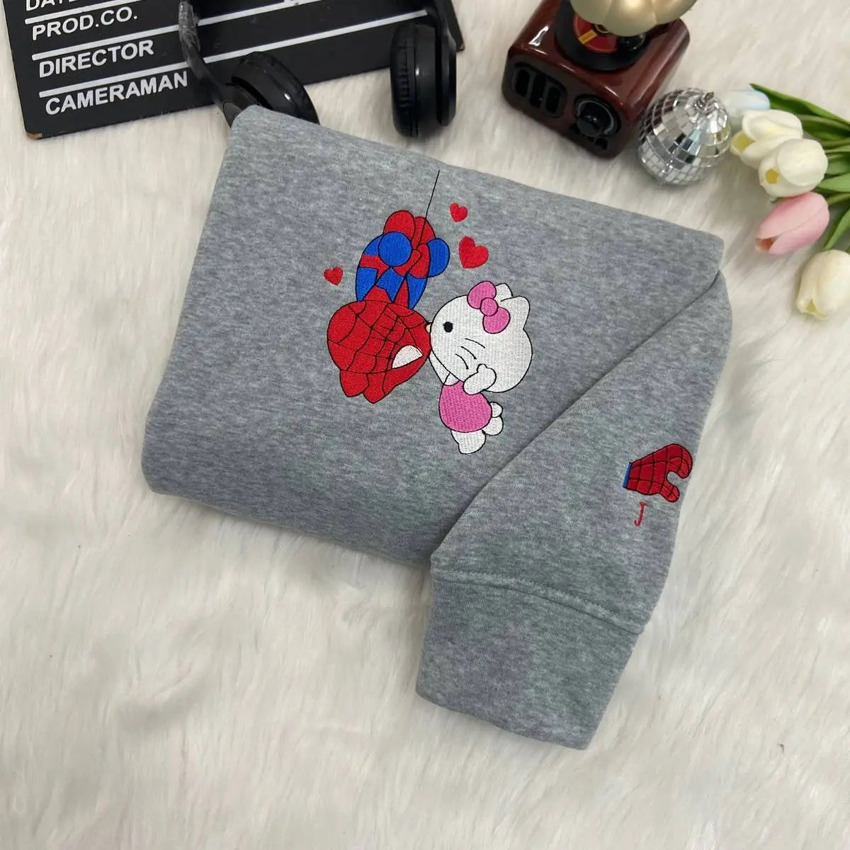 Spiderman and Gwen Kitty Version×Couple Embroidered sweatshirts customifeel