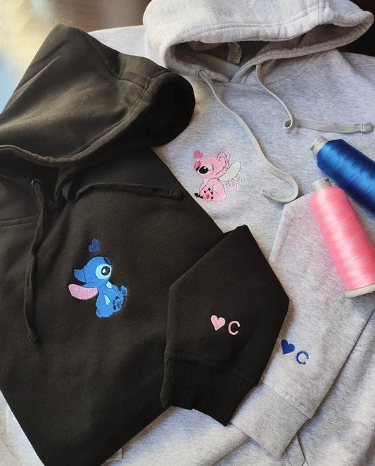 Stitch x Angel Couple embroidered Sweatshirt customifeel