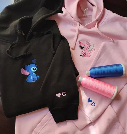 Stitch x Angel Couple embroidered Sweatshirt customifeel