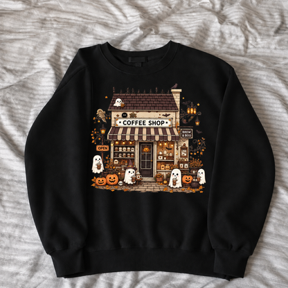 HALLOWEEN GHOST COFFEE SHOP TEE / CREW NECK