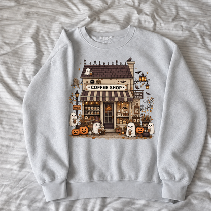 HALLOWEEN GHOST COFFEE SHOP TEE / CREW NECK