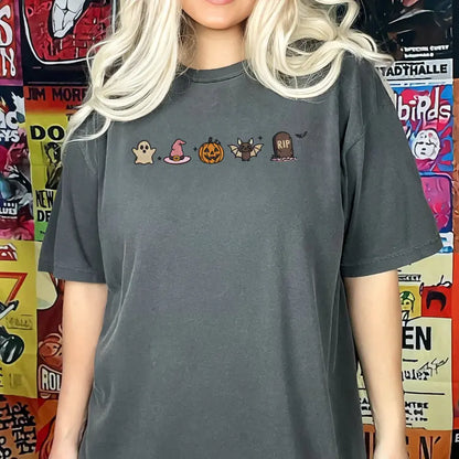 HALLOWEEN ICONS EMBROIDERED  TEE / CREW NECK