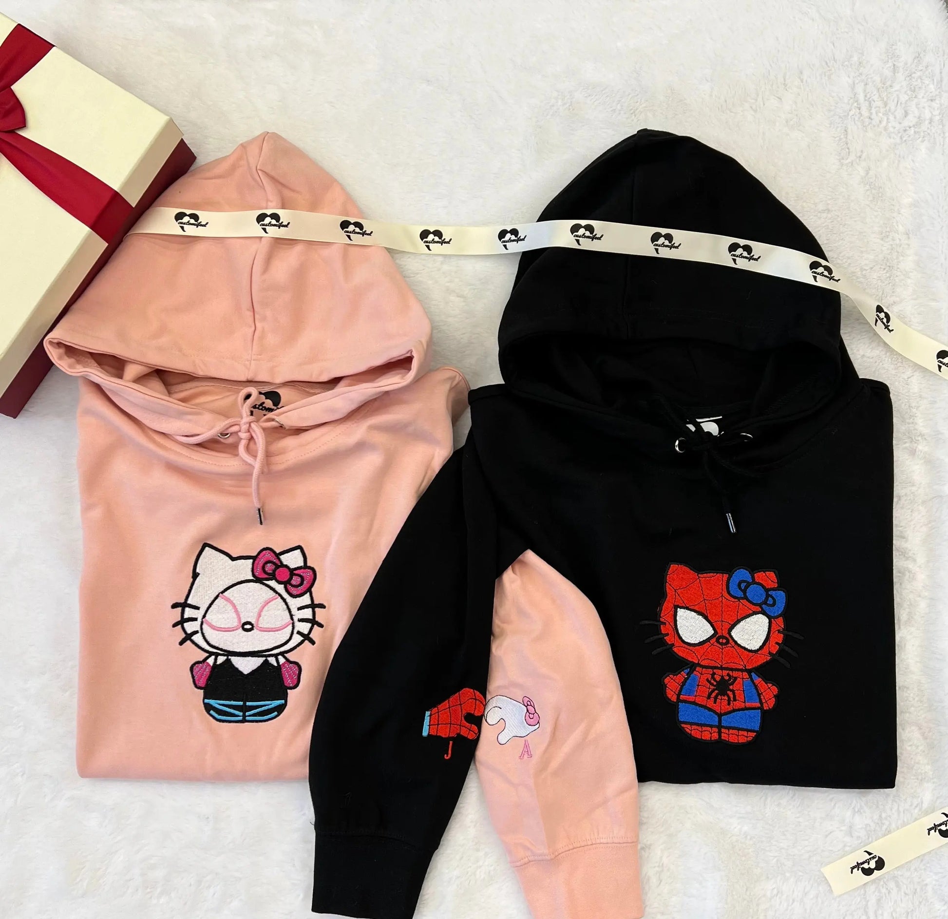 kitty Spider×Couple Characters Embroidered Sweatshirt/ hoodie customifeel