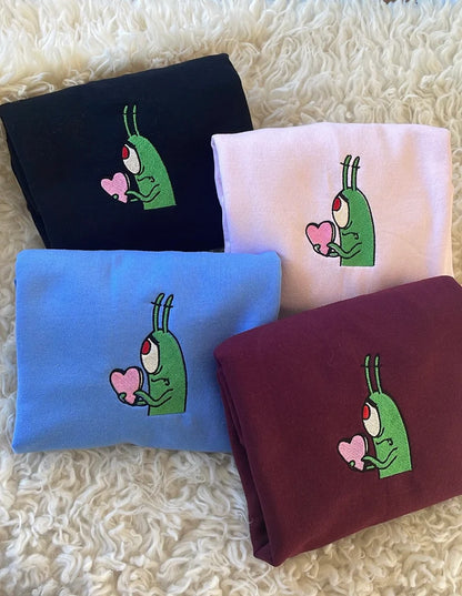 PLANKTON HEART EMBROIDERED CREW NECK / HOODIE